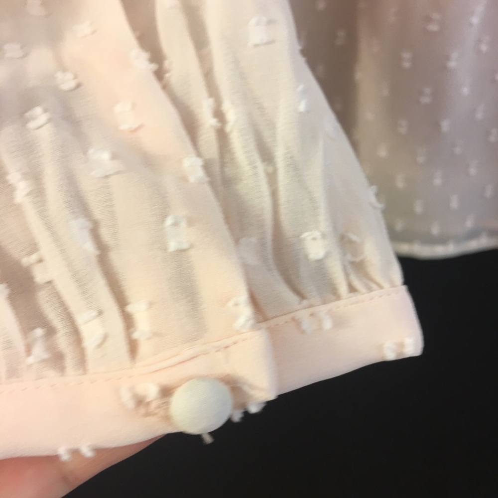 LOFT Sheer Lined Blouse Top Shirt XS Embellished - Picture 8 of 8